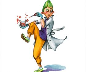 Chemistry experiment watercolor illustrations vector