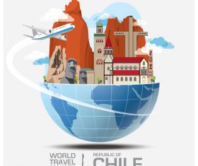Chile famous tourist attractions concept vector