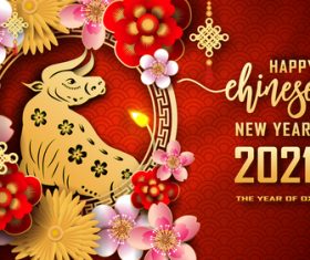 Chinese art new year greeting card vector