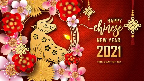 Chinese art new year greeting card vector