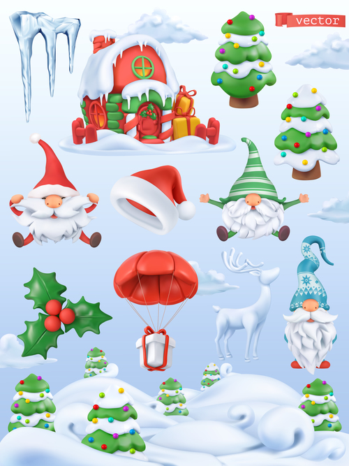 Christmas 3d icon illustration vector
