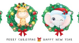 Christmas animal banner cartoon vector
