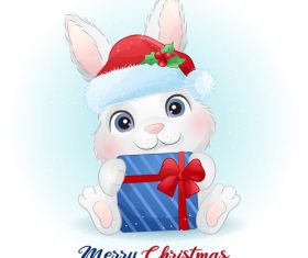Christmas bunny cartoon vector