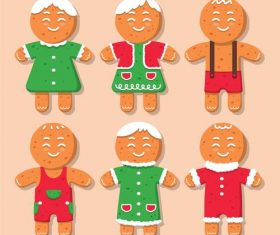 Christmas cute gingerbread character flat vector
