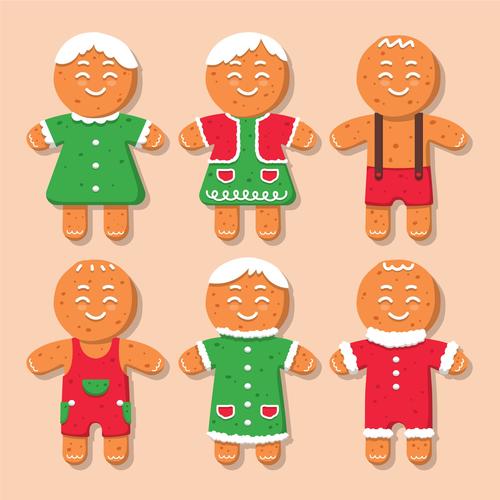 Christmas cute gingerbread character flat vector