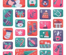 Christmas elements hand drawn calendar vector