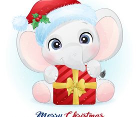 Christmas elephant cartoon vector