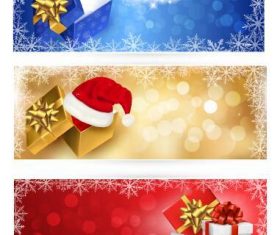 Christmas gift and christmas hat banner vector