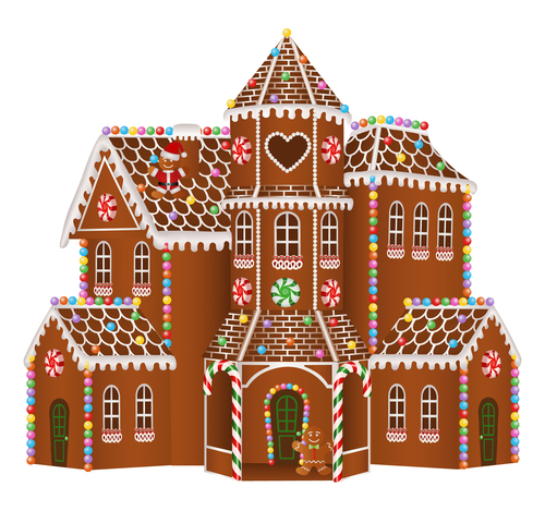 Christmas gingerbreads castle vector