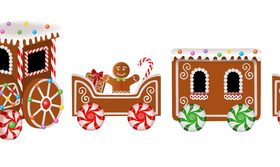 Christmas gingerbreads little train vector