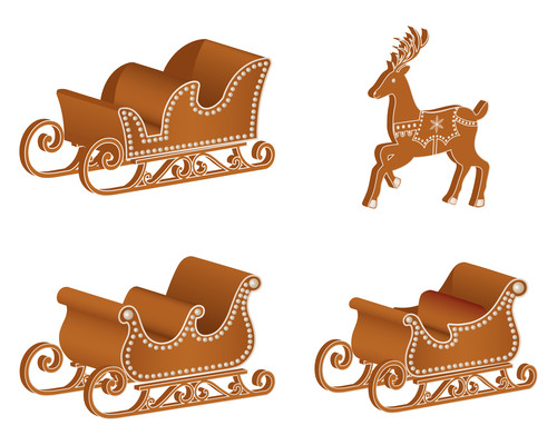 Christmas gingerbreads sleigh vector