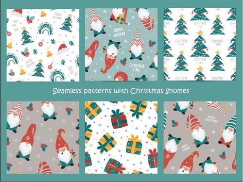 Christmas gnomes seamless pattern vector