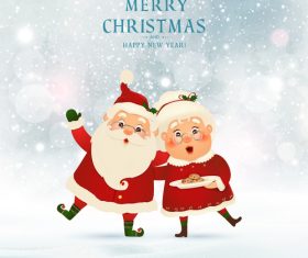 Christmas happy old couple vector
