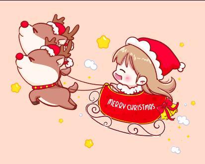 Christmas little girl comic illustration vector