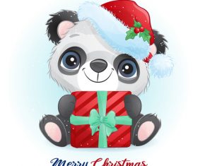 Christmas panda cartoon vector