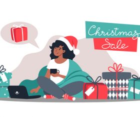 Christmas shopping girl illustration vector