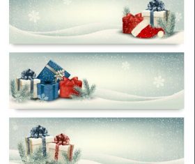 Christmas winter banners with presents vector
