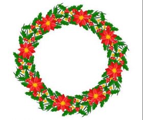 Christmas wreath vector with flowers decoration