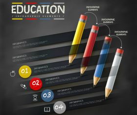Color pencil education infographic option vector