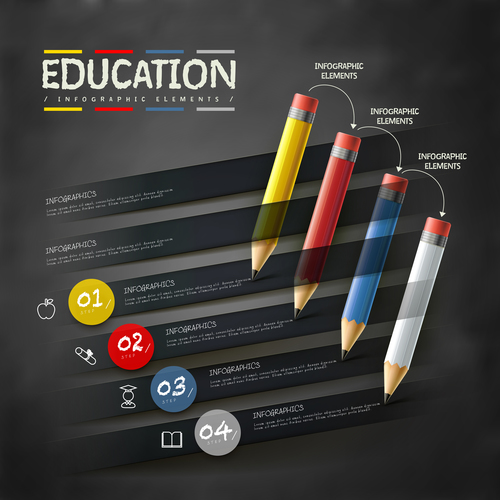 Color pencil education infographic option vector