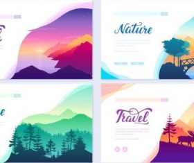 Colorful nature cards banner vector