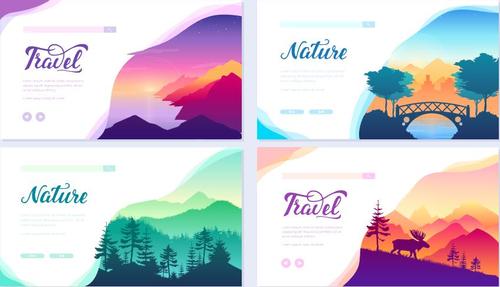 Colorful nature cards banner vector