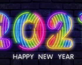 Colorful neon lights 2021 new year vector