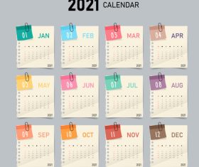 Concise 2021 calendar vector