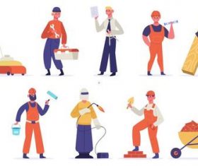 Construction worker cartoon illustration vector