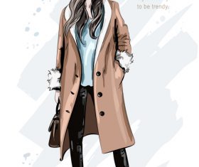 Cool female watercolor illustration vector