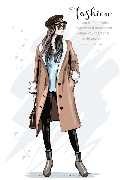 Cool female watercolor illustration vector