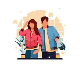 Couple in couple outfit vector