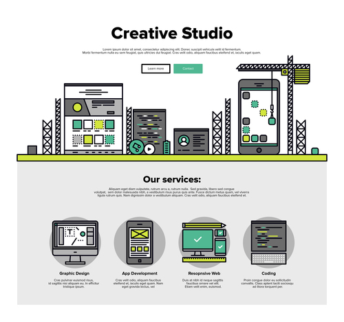 Creative studio flat graphic concept vector