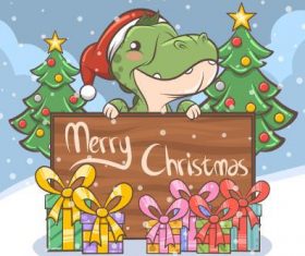 Crocodile cartoon christmas illustration vector