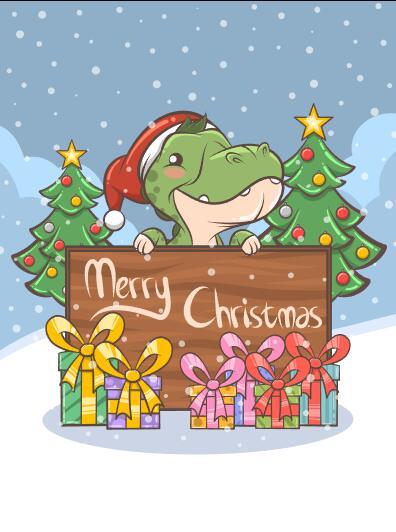 Crocodile cartoon christmas illustration vector