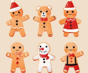 Cute Christmas baking gingerbread flat vector