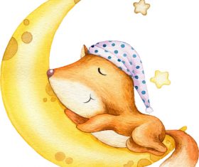 Cute animal watercolor illustration vector