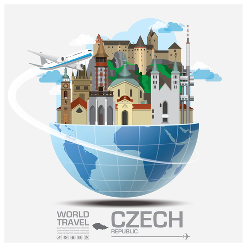 Czech famous tourist attractions concept vector