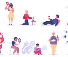 Daily troubles cartoon illustration vector