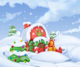 Decorated beautiful Christmas 3d illustration vector