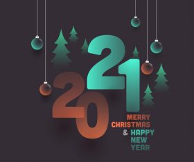 Decorative text with New Year 2021 colorful design vector