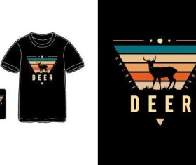 Deer T-shirt merchandise print vector