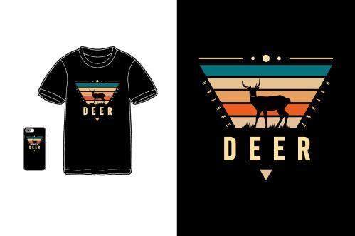 Deer T-shirt merchandise print vector