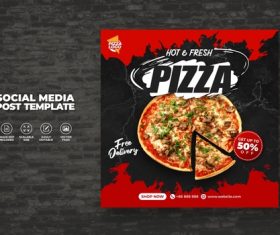 Delicious hot fresh pizza vector