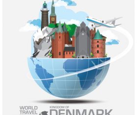 Denmark famous tourist attractions concept vector