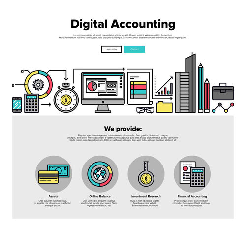 Digital accounting flat graphic concept vector