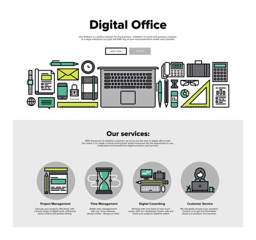 Digital office flat graphic concept vector