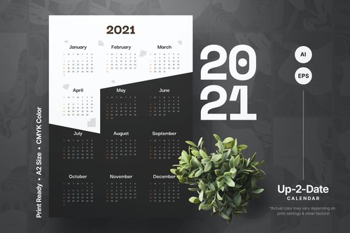 Divider calendar 2021 vector