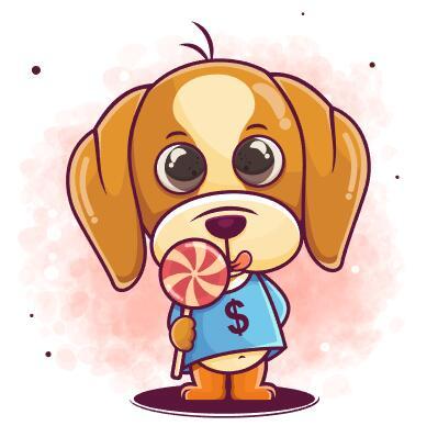 Dog cartoon icon vector holding lollipop
