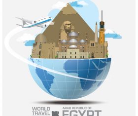 Egypt famous tourist attractions concept vector